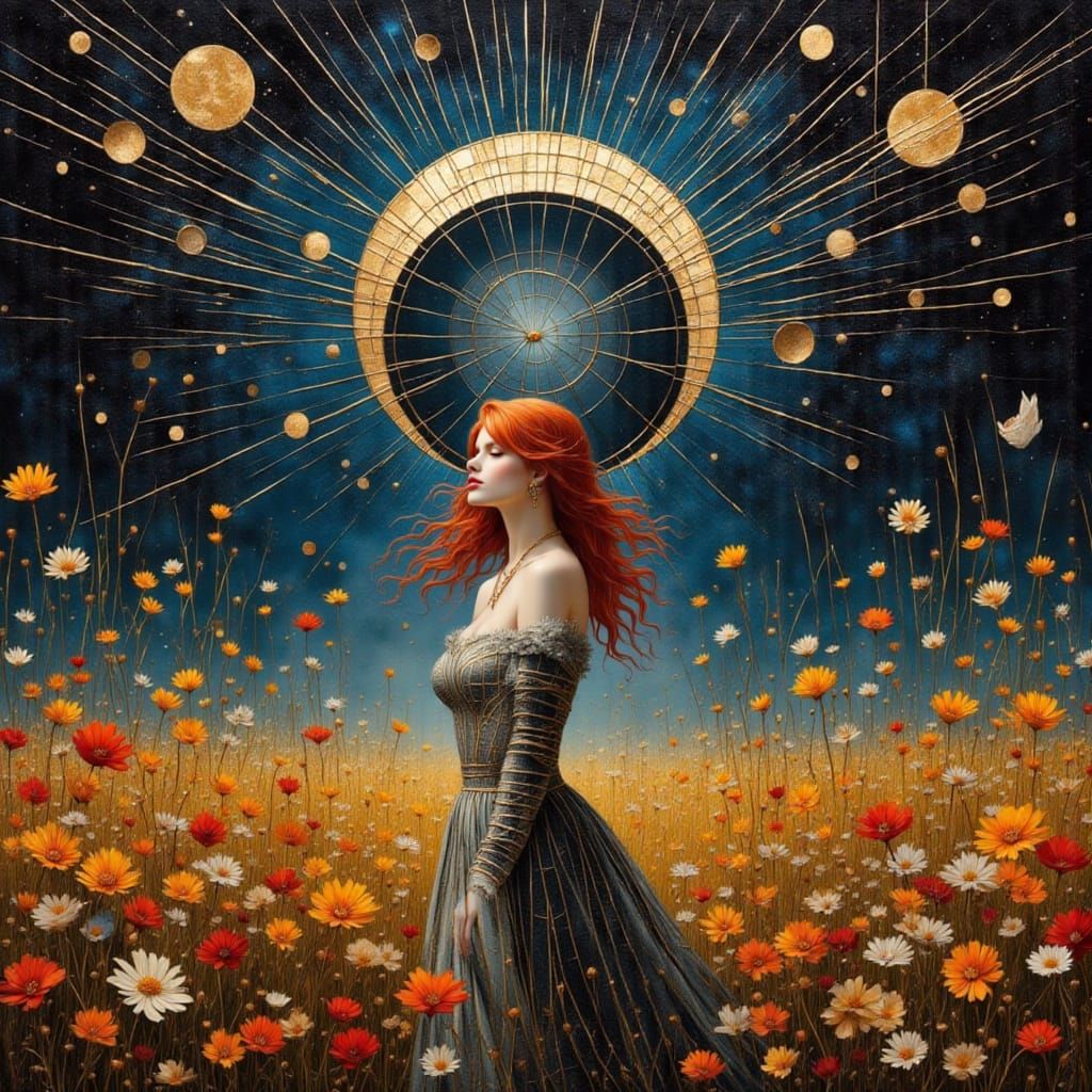 Surreal Collage Portrait with Moonlight Rays