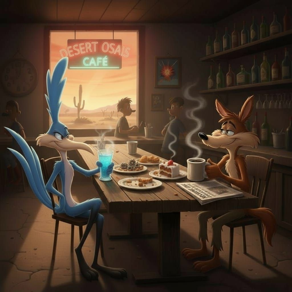 Road Runner & Coyote Relaxing After Work