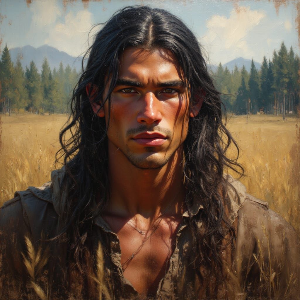 Native American Portrait in Rich Impasto Style