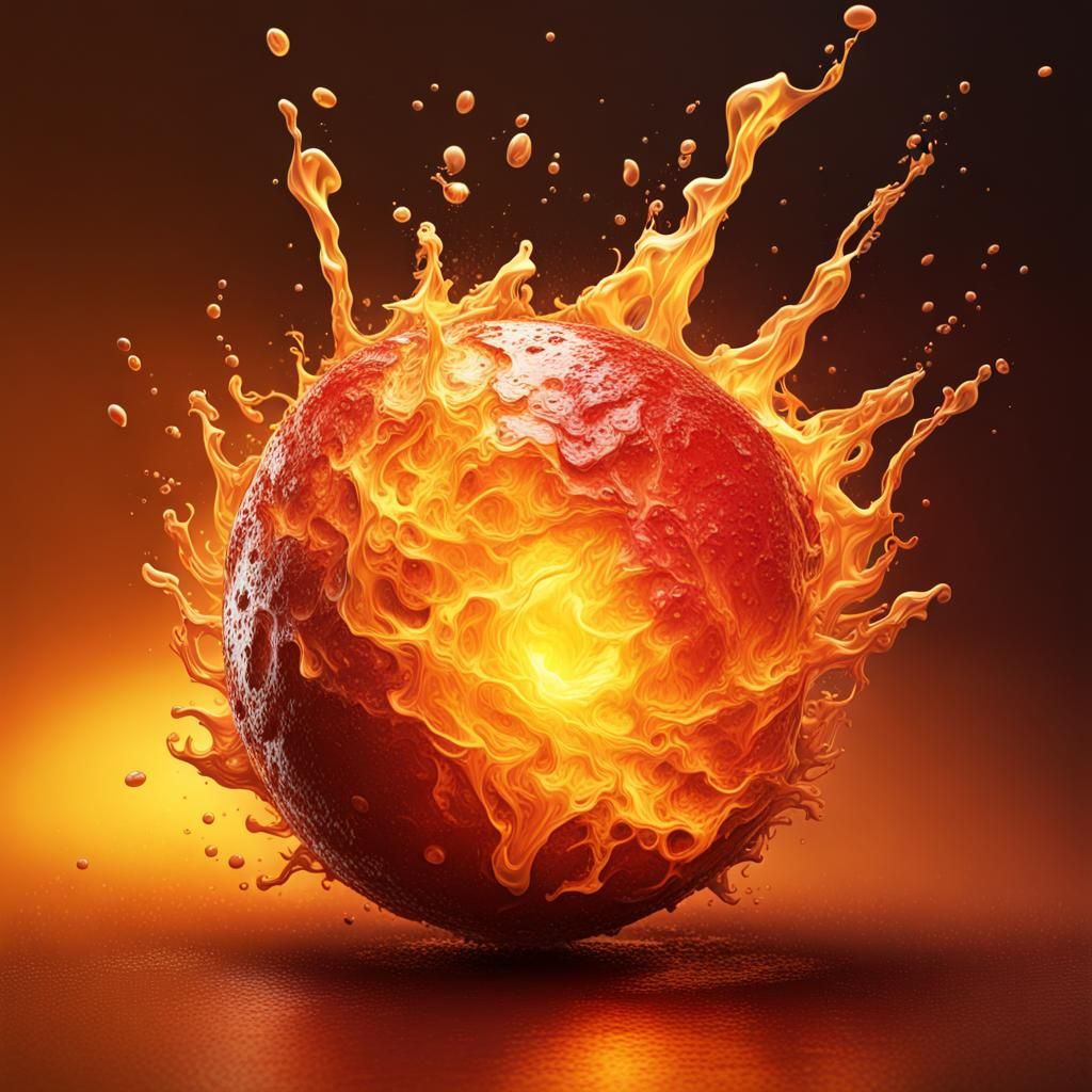 Hyperrealistic Fireball in Dramatic Splash Art Style
