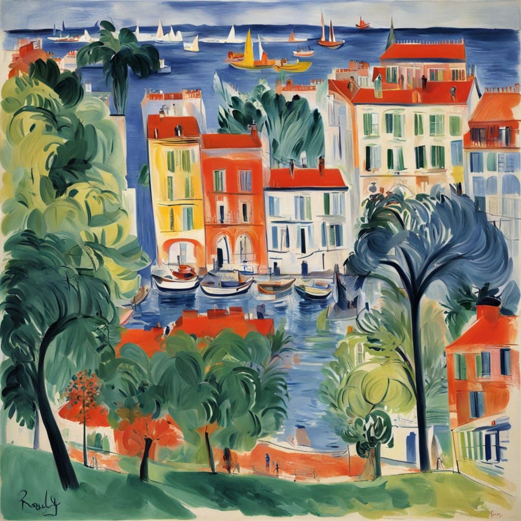 Vibrant Fauvist Artwork in the Style of Raoul Dufy