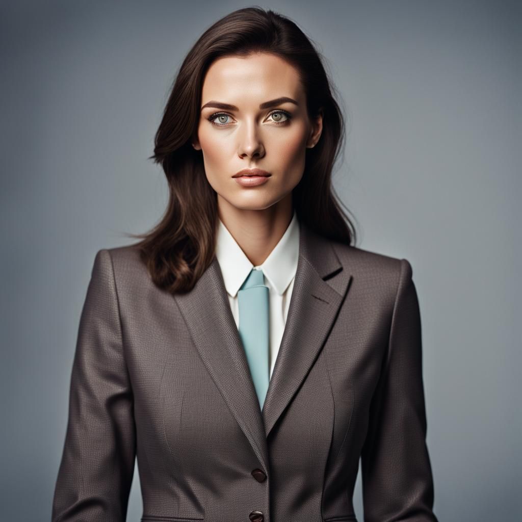 Brunette Businesswoman Portrait in Soft Pastel Colors