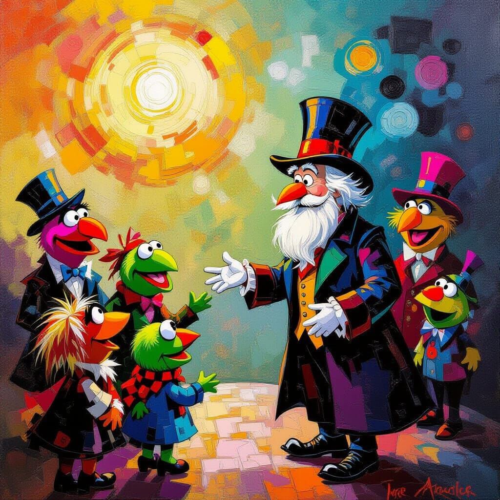 Scrooge Meets Muppets in Abstract Art Style