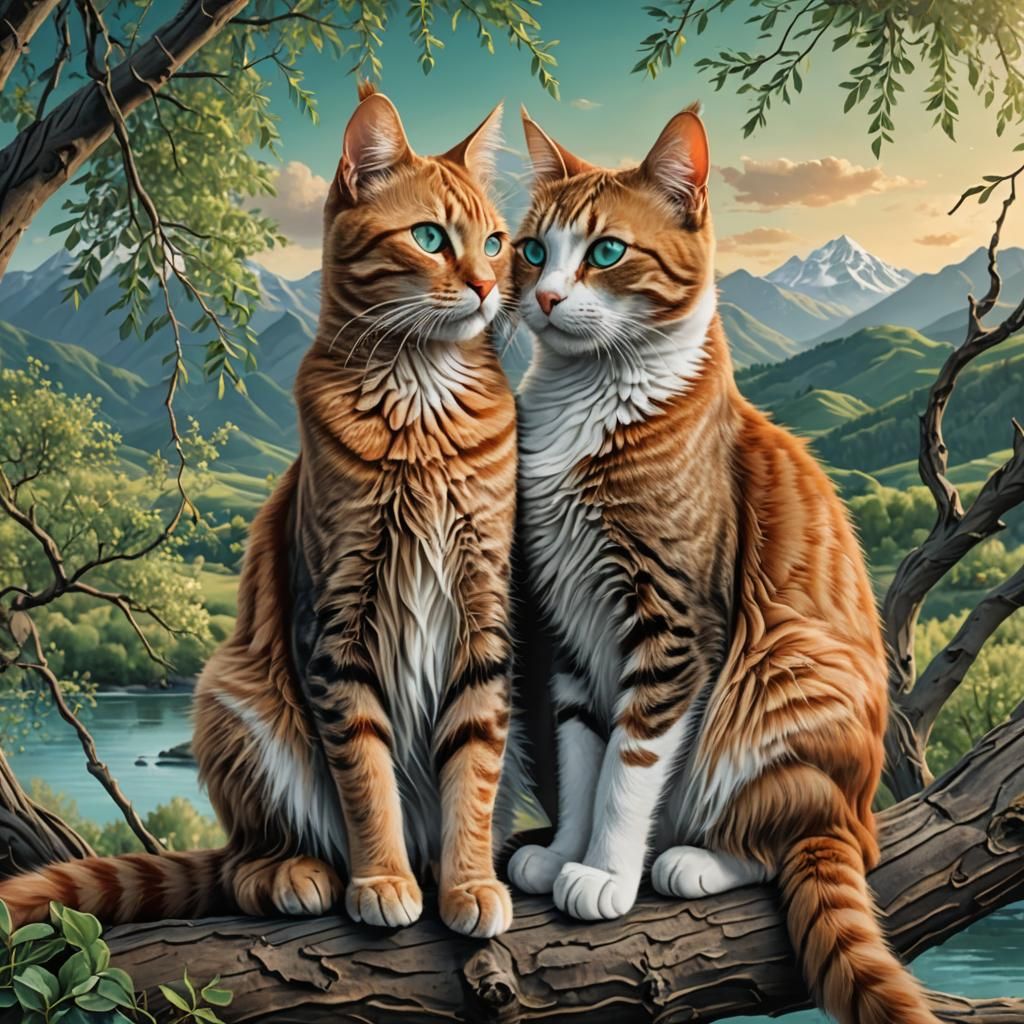 Cats in Love: Fantastical Digital Painting