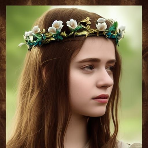 Medieval Damsel with Flower Crown: Digital Matte Painting
