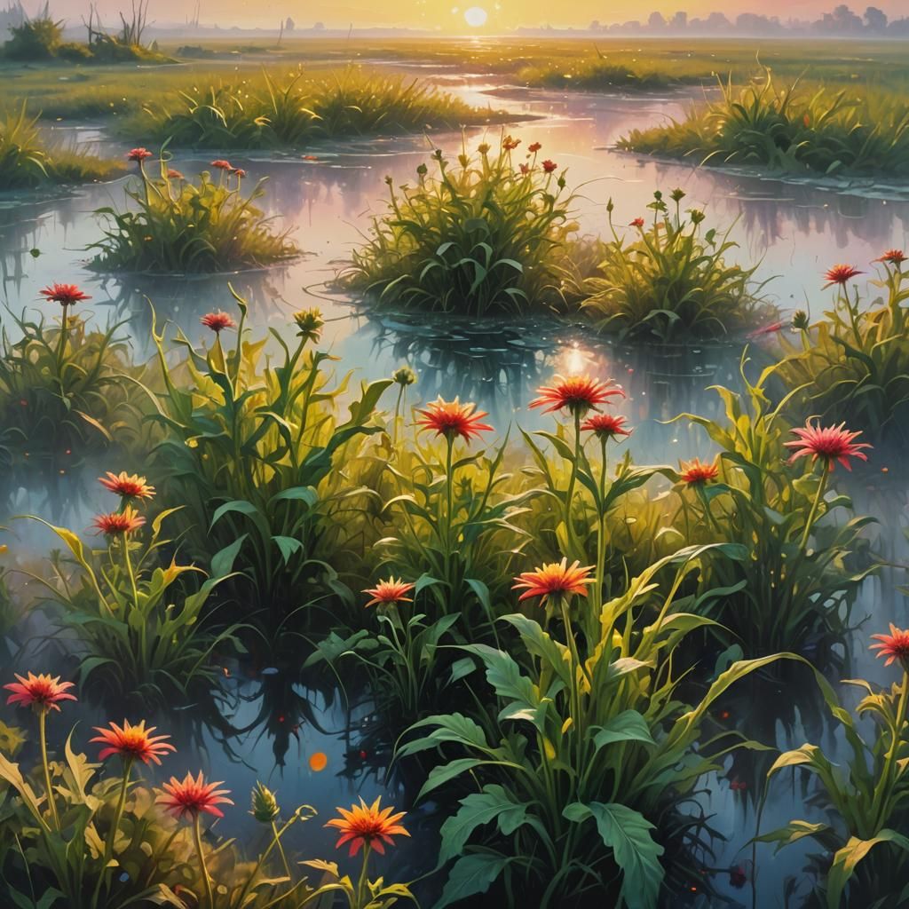 Glowing Magic Weed in a Surreal Oil Painting