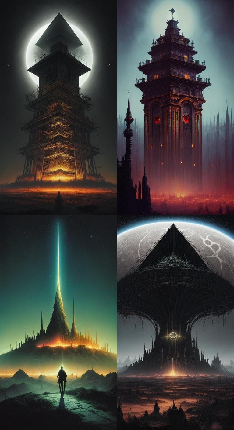 Surreal Dystopian Masonic Hellscape in Abstract Realism