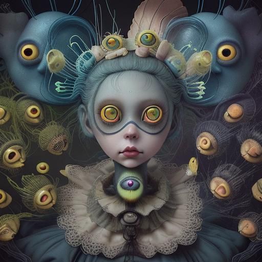 Surreal Doll with Yellow Eyes, Pop Surrealism