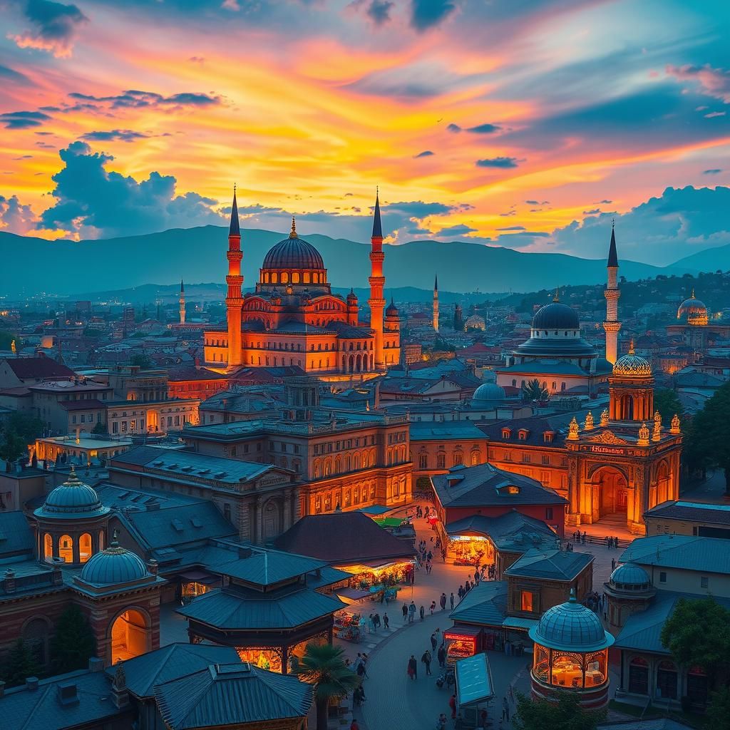 Tirana Albania Cityscape with Ottoman Architecture