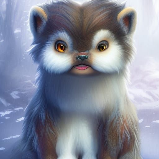 Adorable Furry Monster Portrait in Lush Jungle