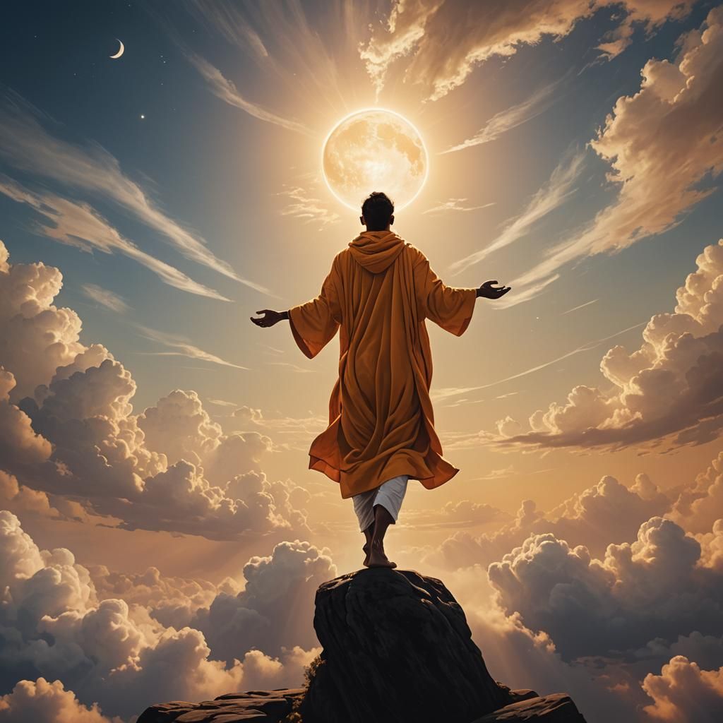 Radiant Yogi Ascending to Godhood at Sunrise