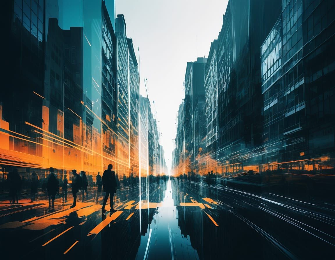 Abstract Bodyscape City in Double Exposure