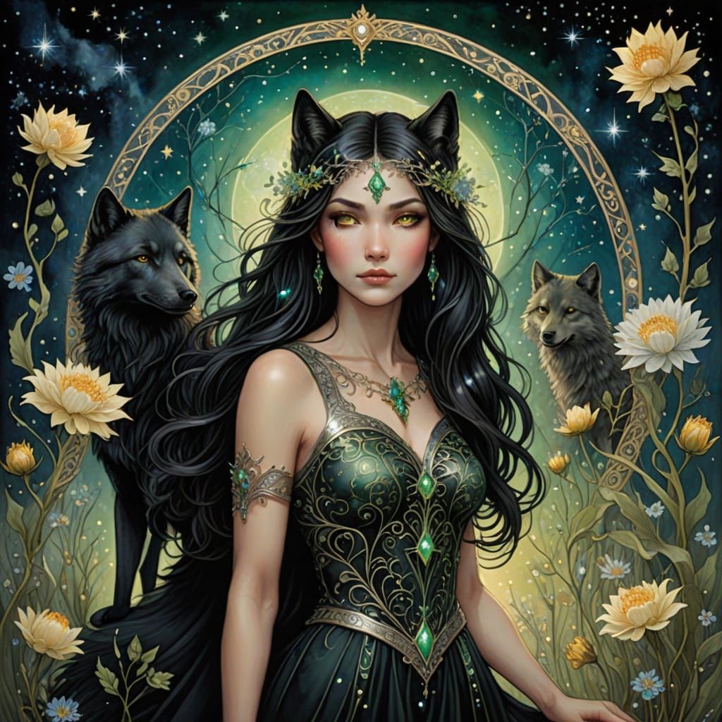 Mystical Starbound Enchantress in Celestial Elegance