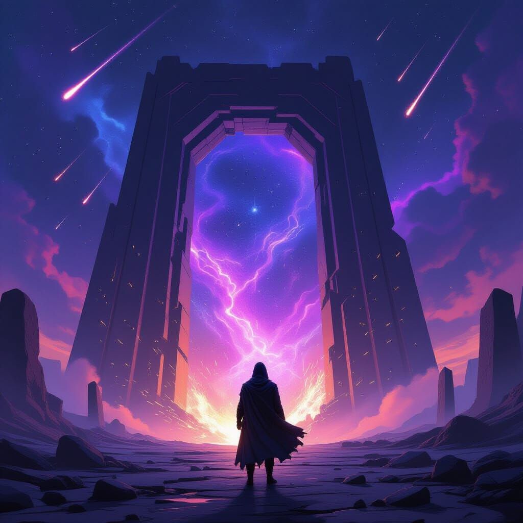 Adventurer Before Cosmic Gateway Digital Painting