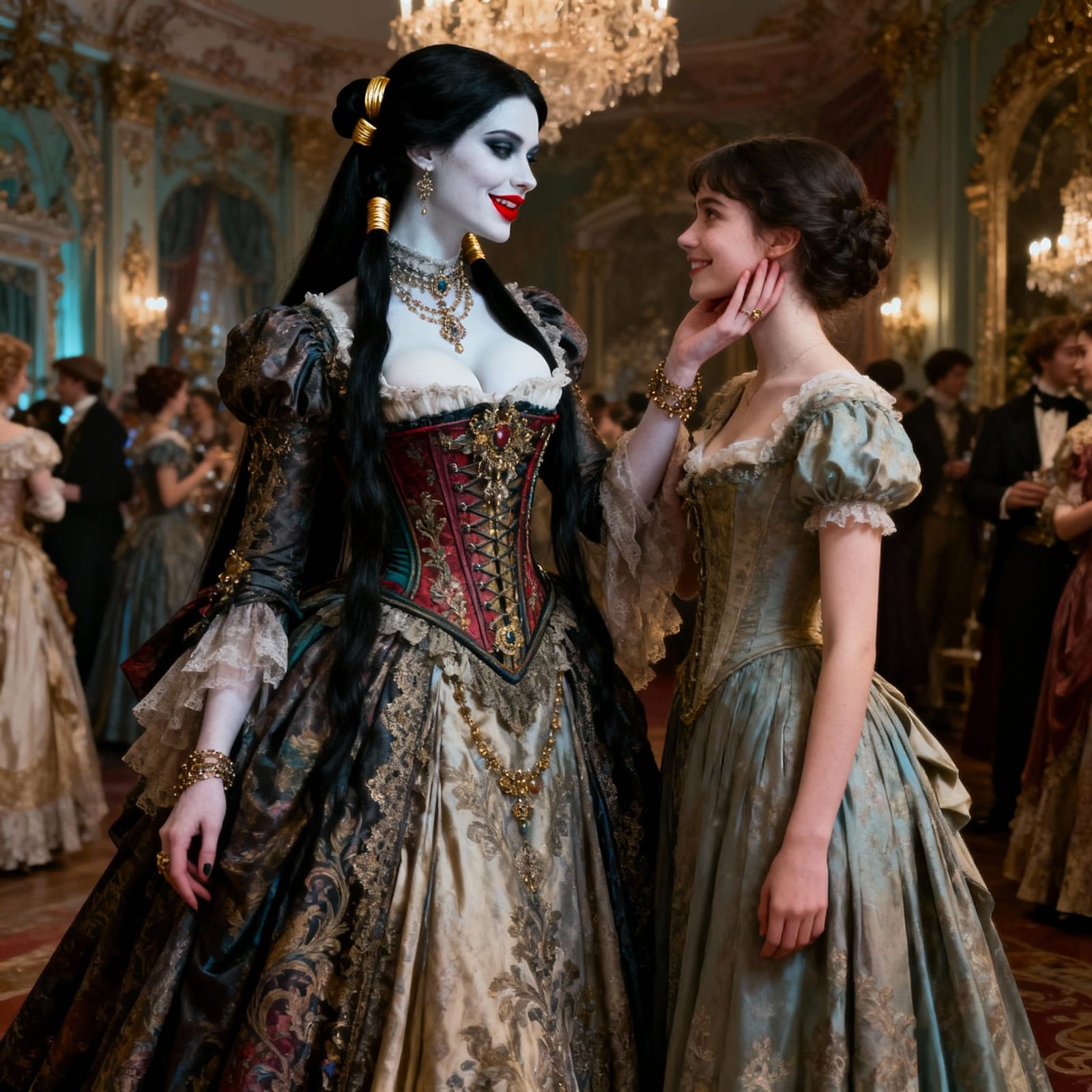 Victorian Vampire Seduction in Elaborate Gown