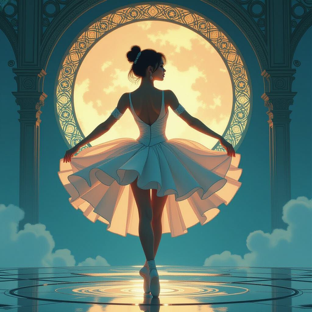 Balerina Dancing in Vibrant Watercolor Style