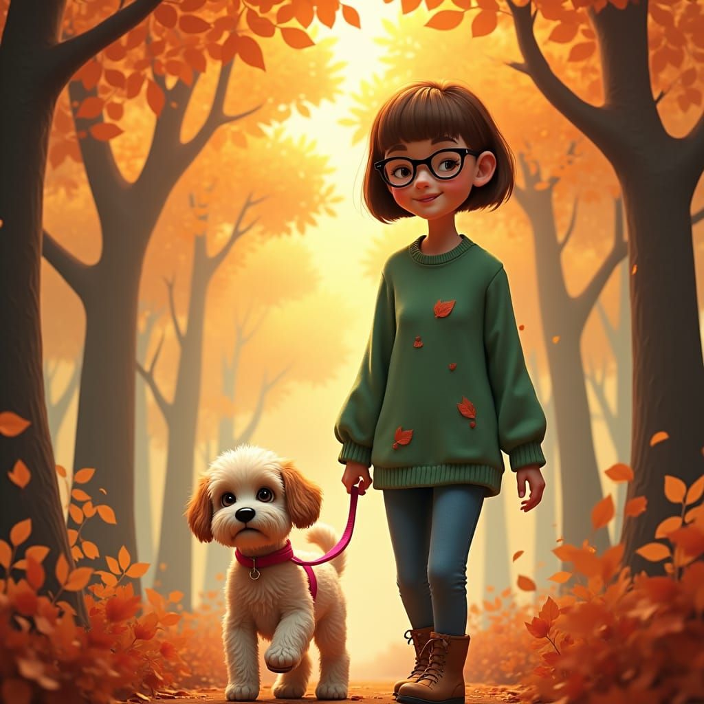 Autumnal Forest Scene in Atmospheric Matte Painting Style