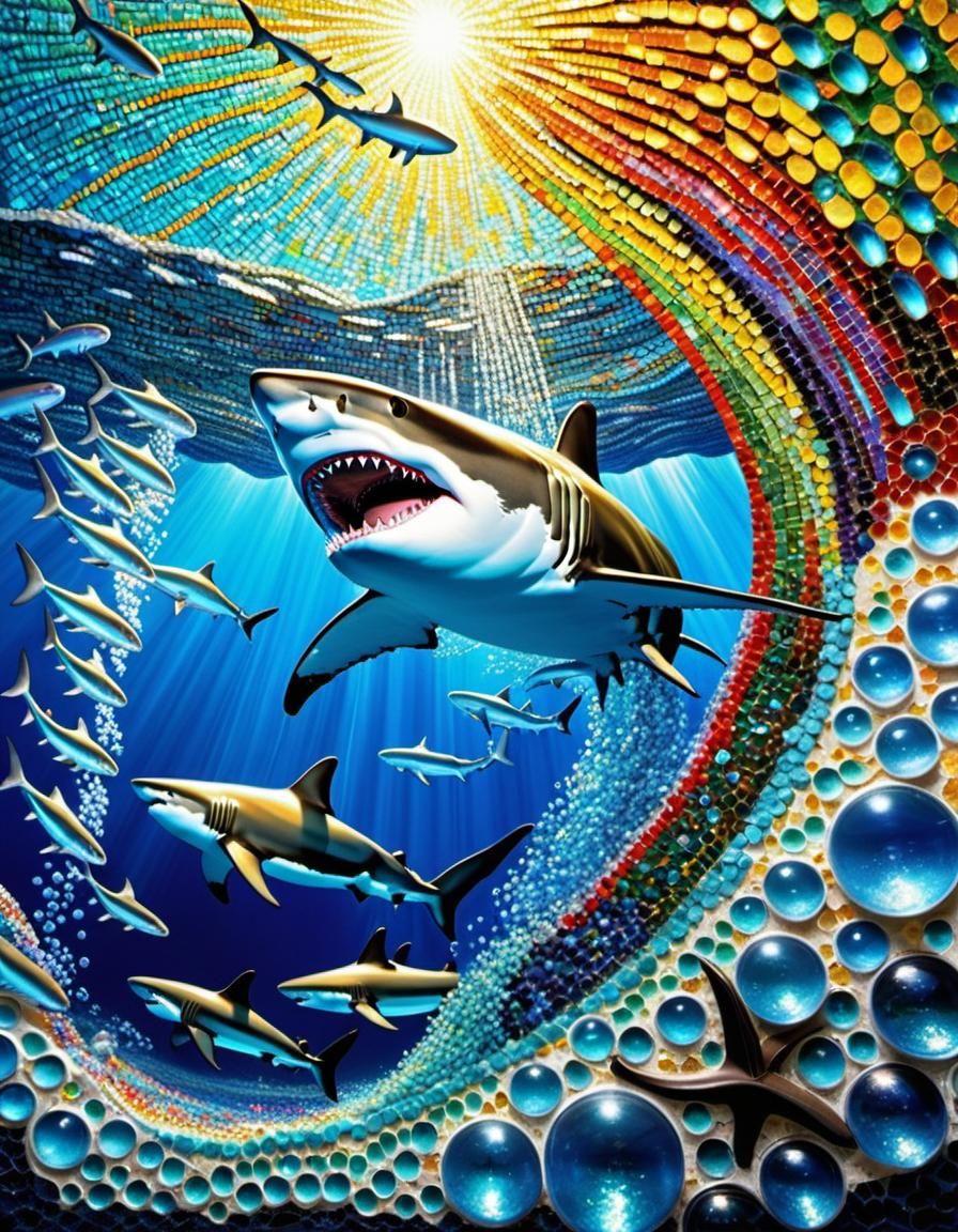 Great White Sharks Mosaic