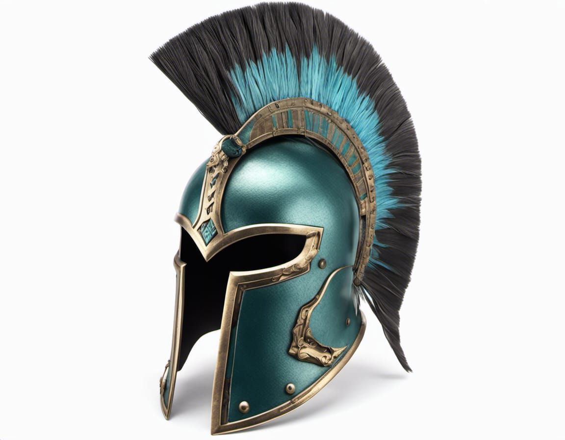 Spartan Helmet in Hopilite Shield: Detailed Matte Painting