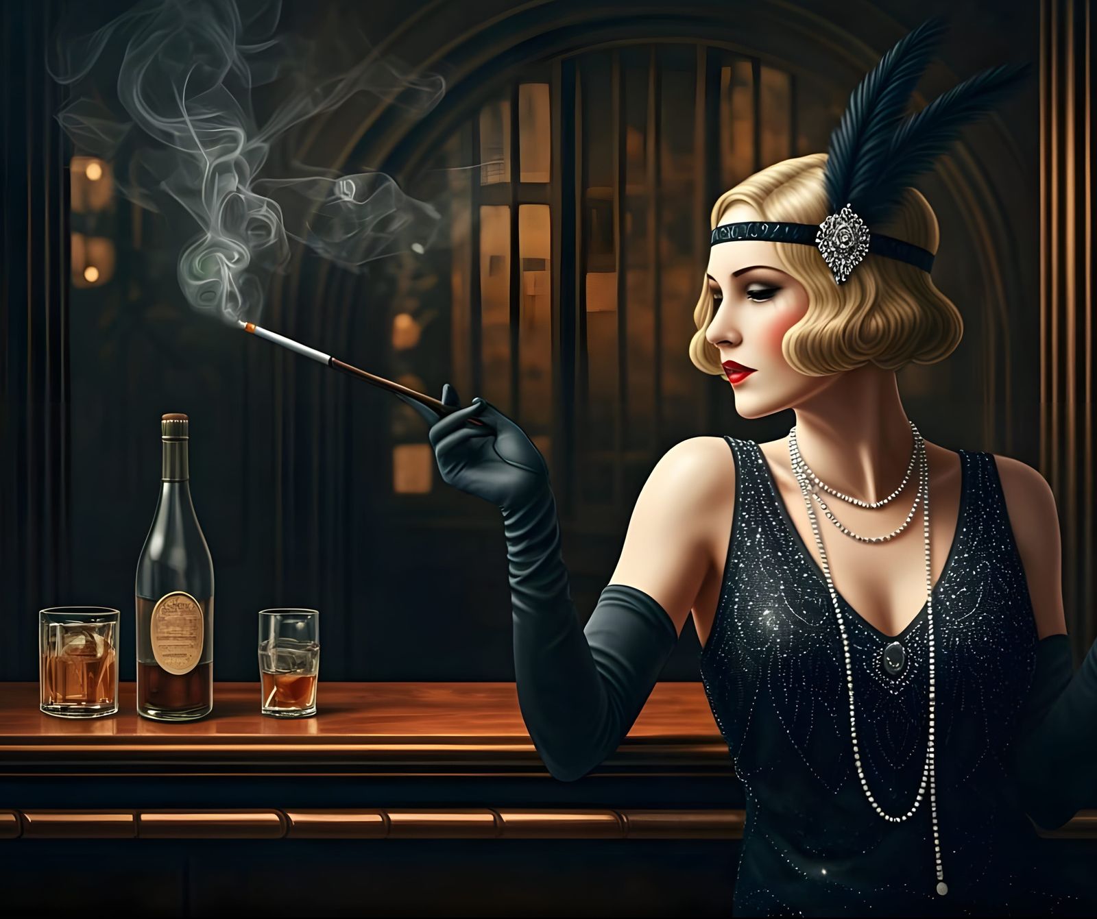Roaring Twenties Speakeasy Scene in Digital Art