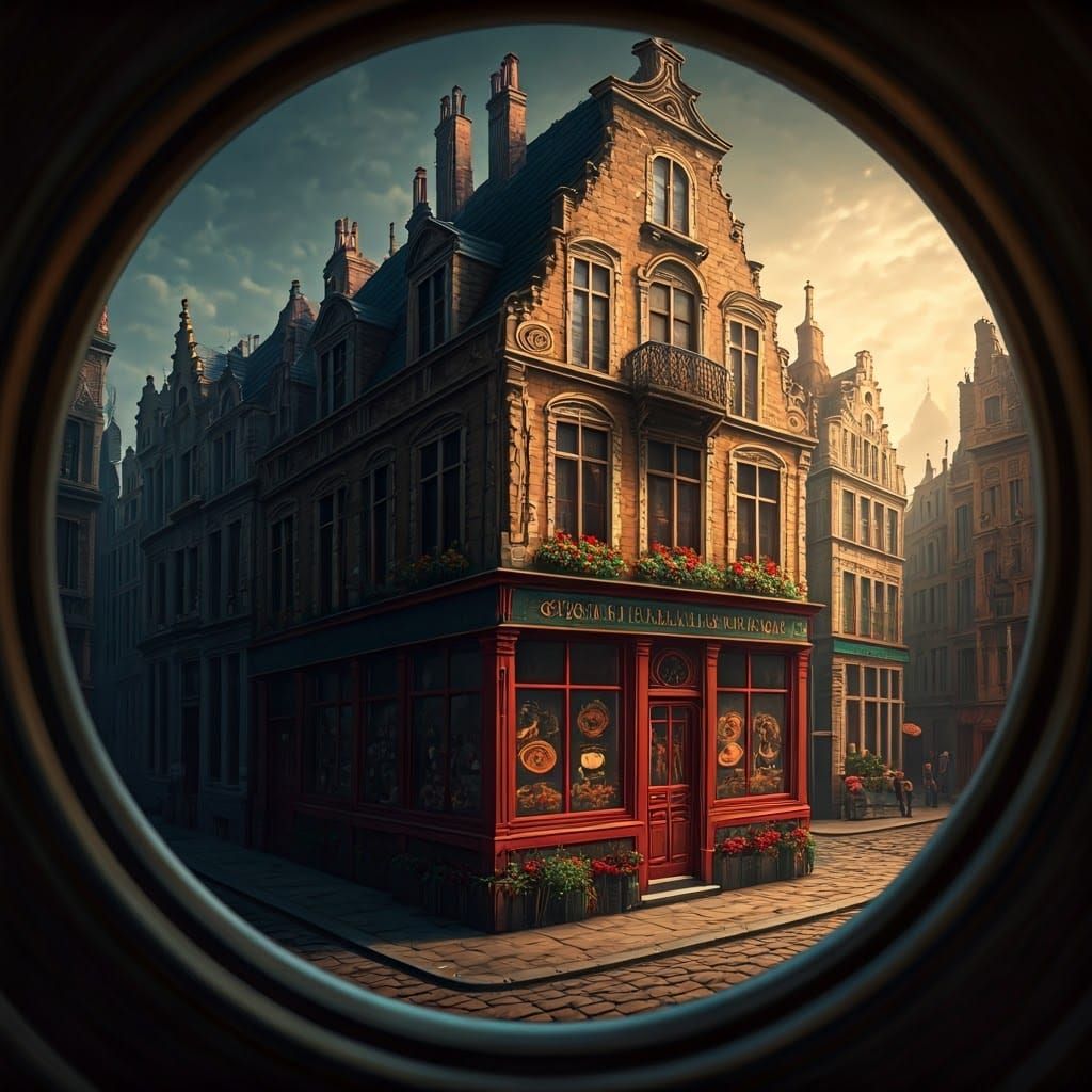 Brussels Fritkot as Whimsical Matte Painting