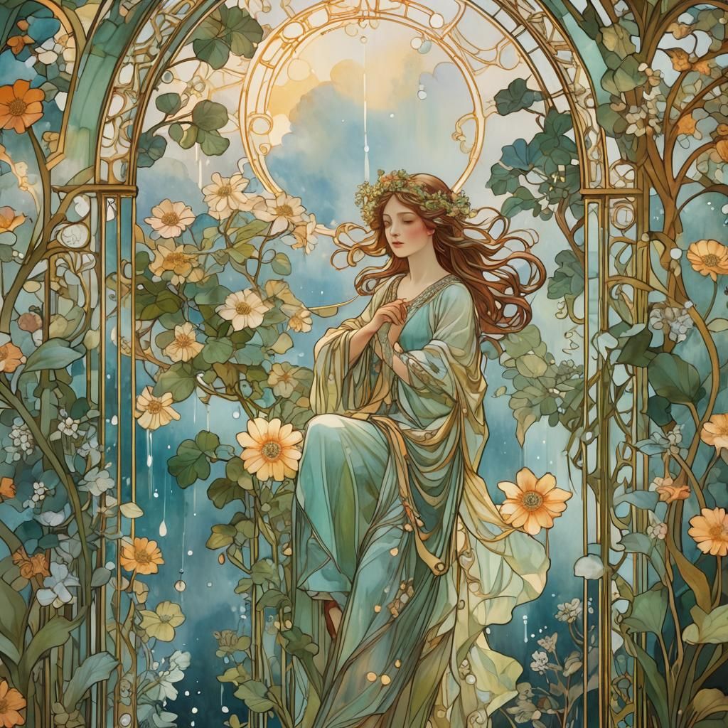 Crystal Curtain Refracts Heavenly Sunshine in Art Nouveau St...