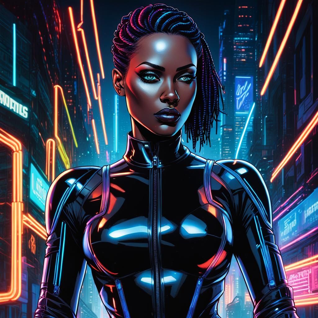 Android Girl Portrait in Comic Book Style