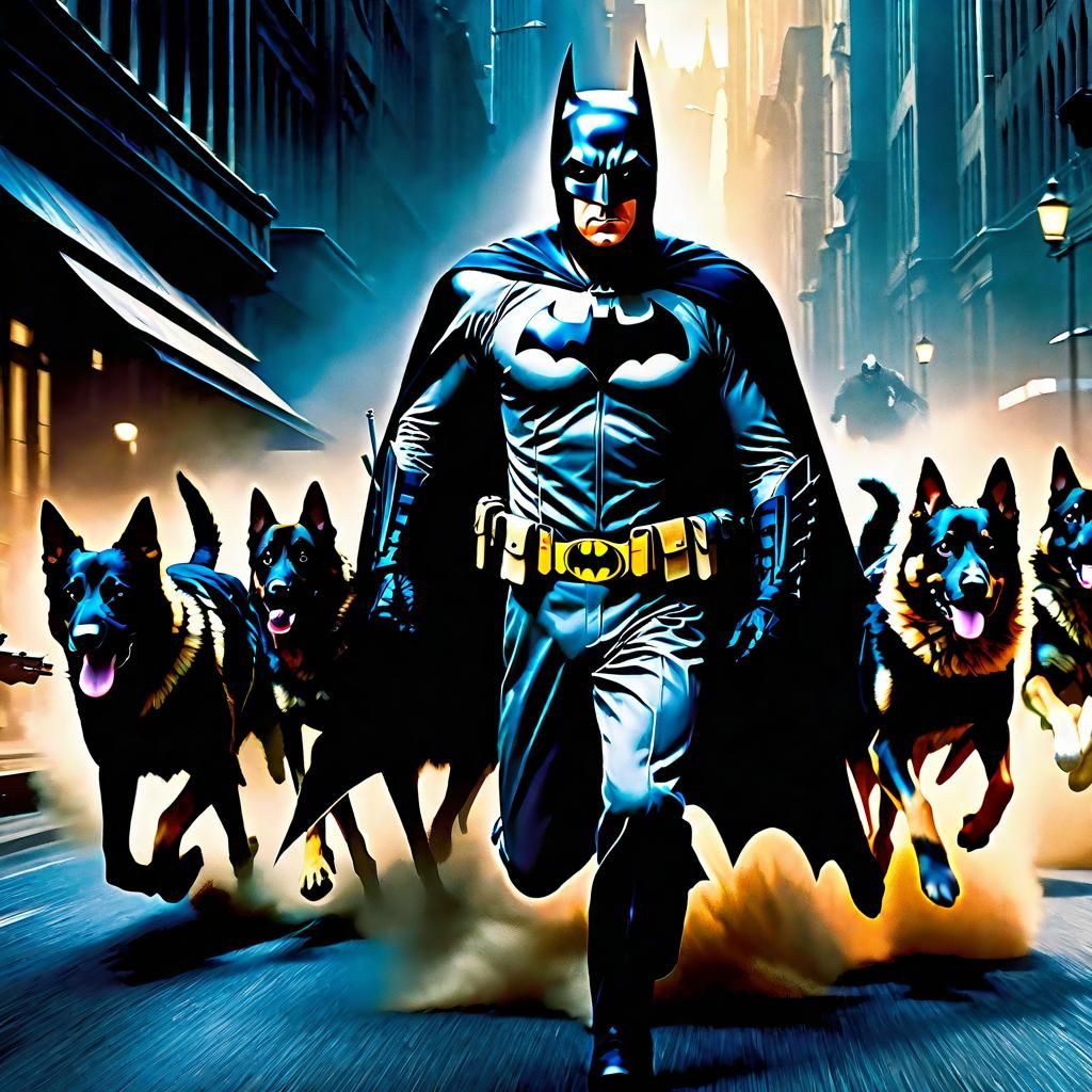 Batman Chased by Dogs: Hyperdetailed Airbrush Art