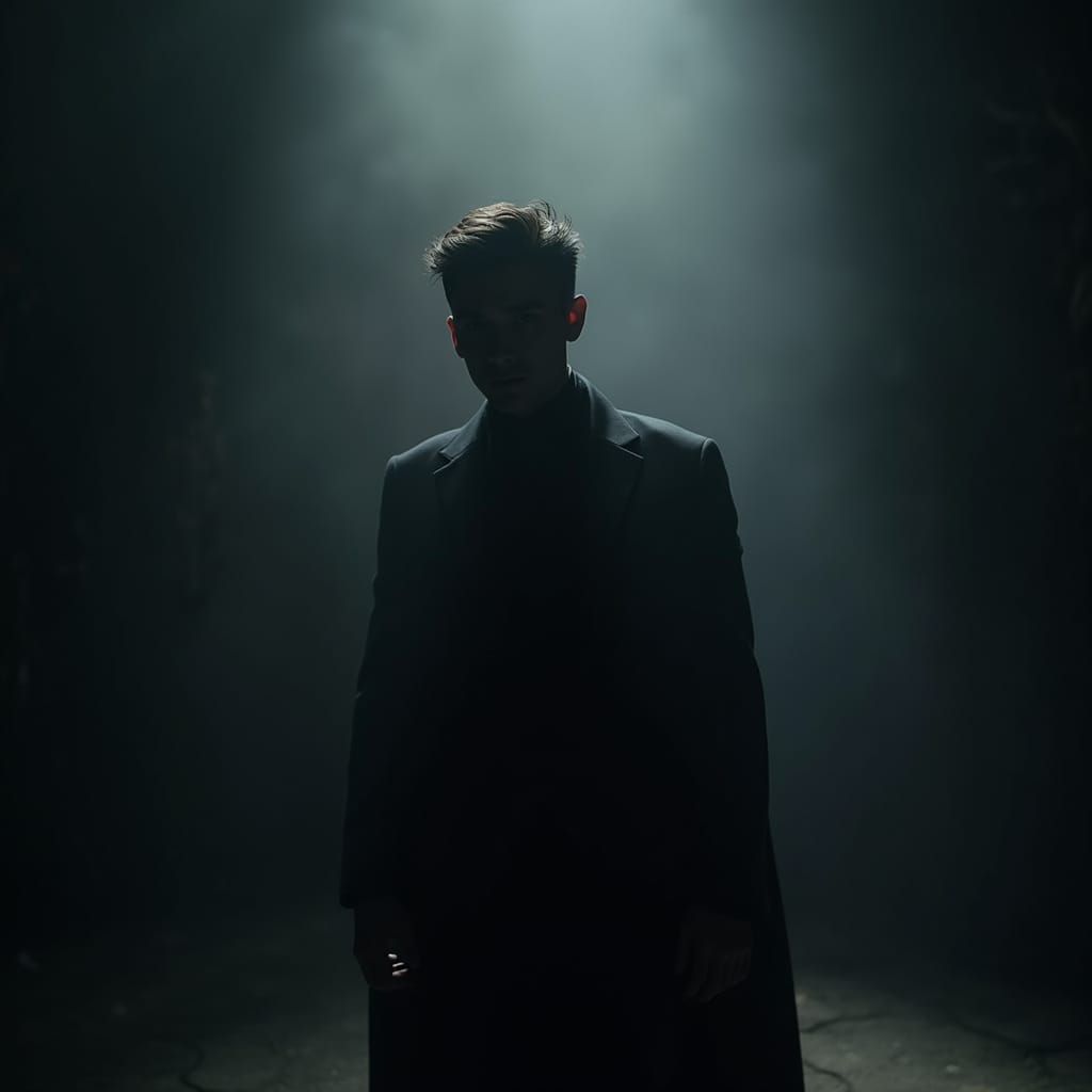 Man in Black: Atmospheric Cinematic Film Still