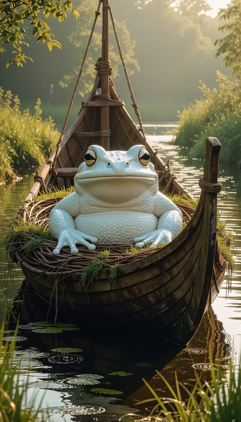 Giant Gleaming Frog in Viking Longship Nest
