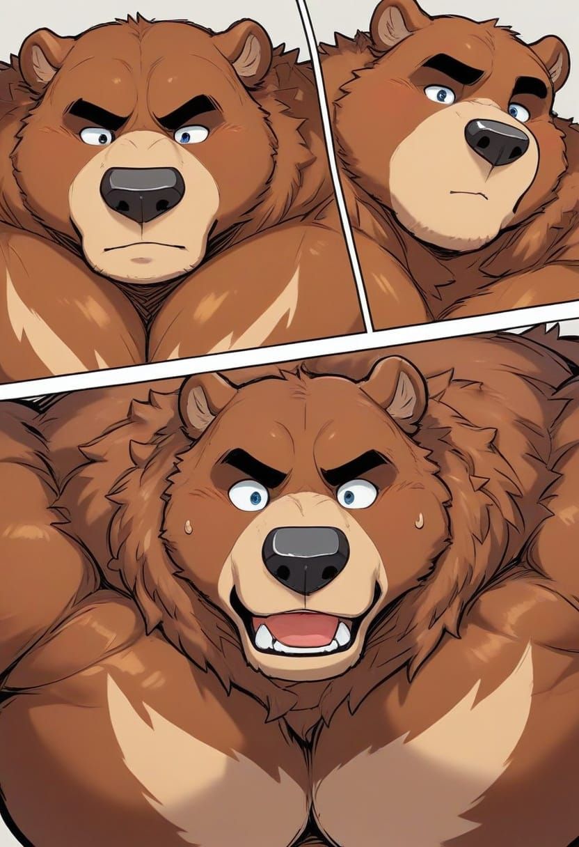 Detailed Portrait of an Obese Bear in Digital Art