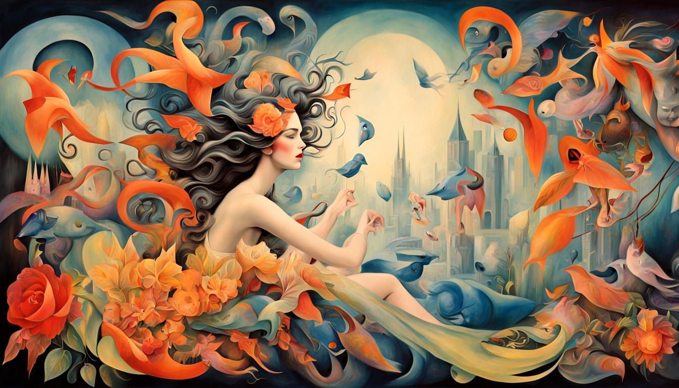 Whimsical Goddess in a Fantastical Garden