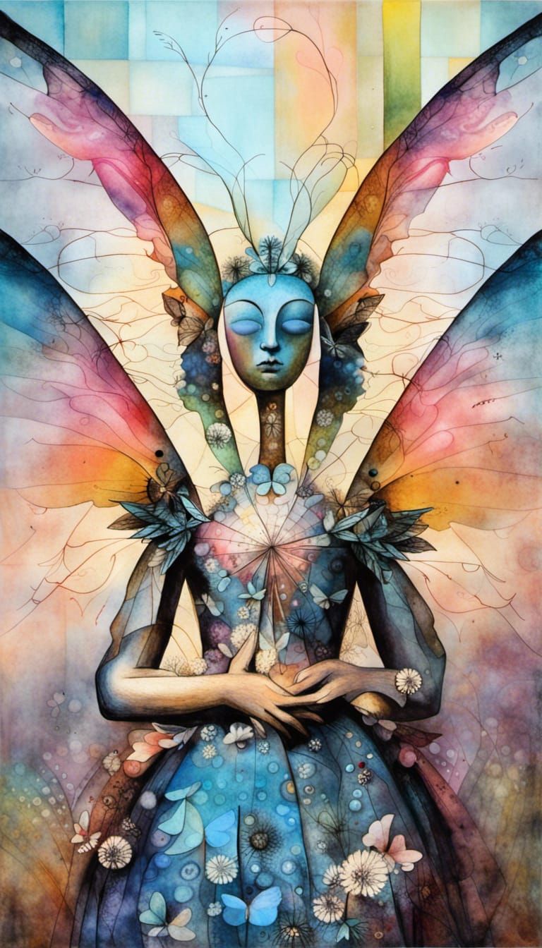 Fairies Making Wishes in Surreal Dandelion Dreamscape