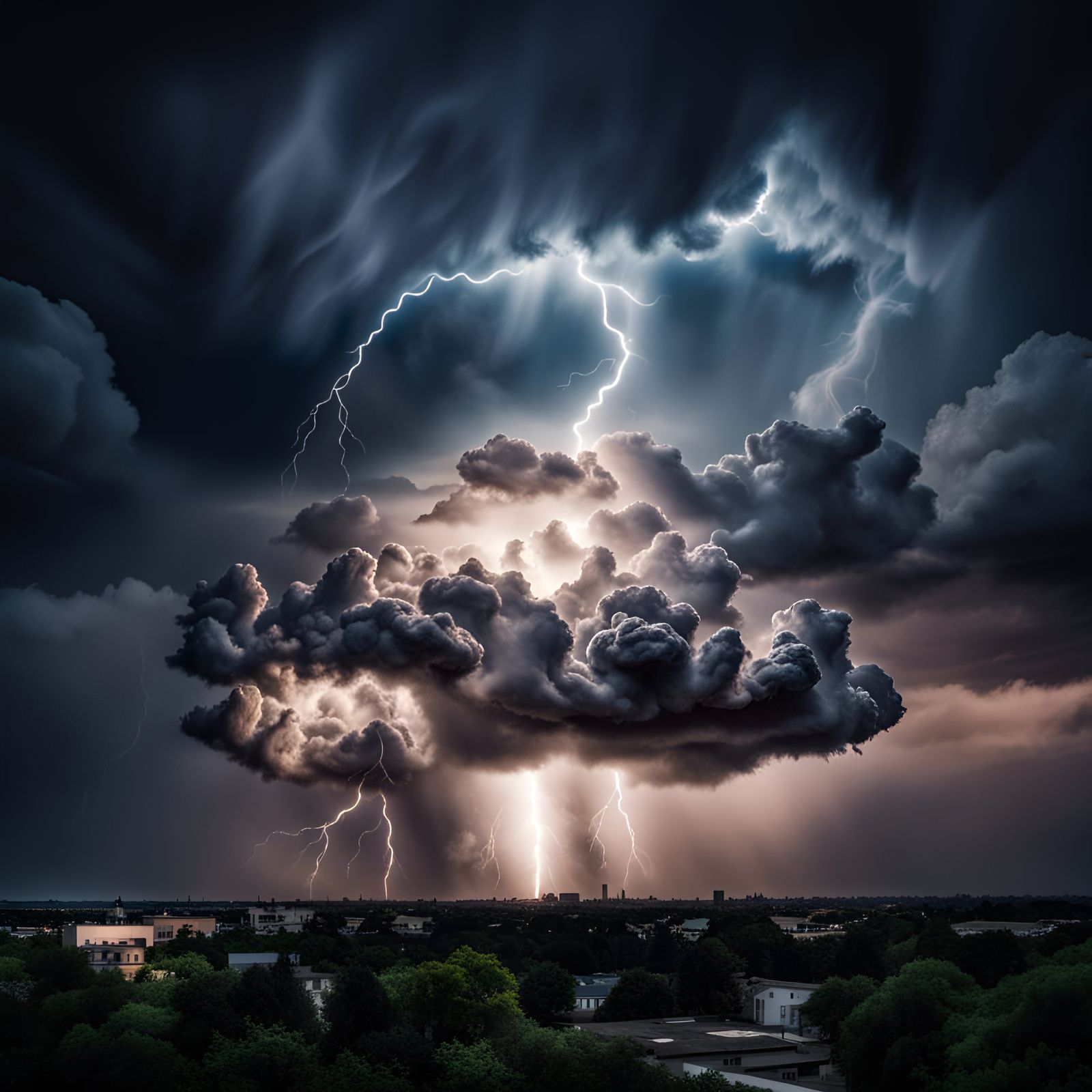 Cloud Hand Creates Lightning Strike: Hyperrealistic Image