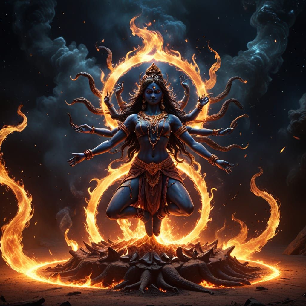 Goddess Kali Dances in Cosmic Flames