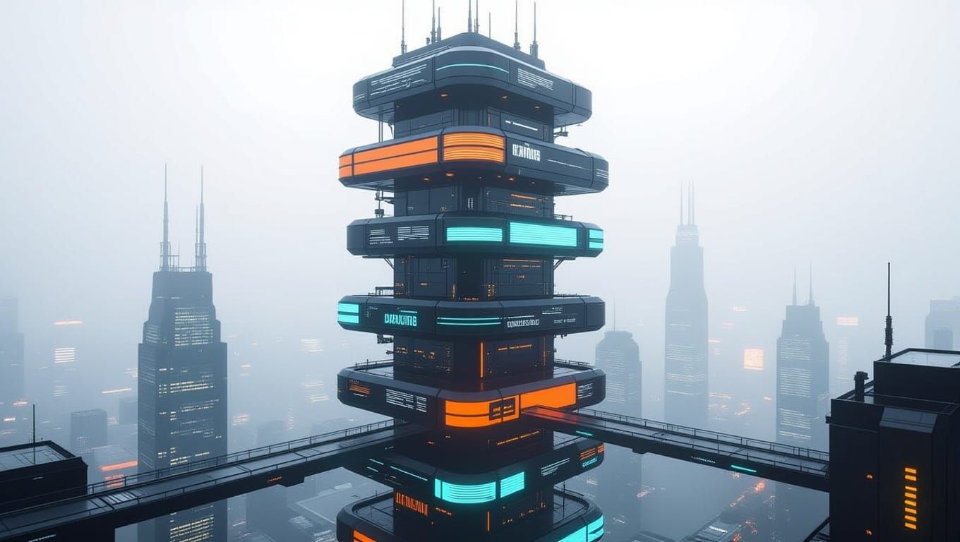 far future cyber city