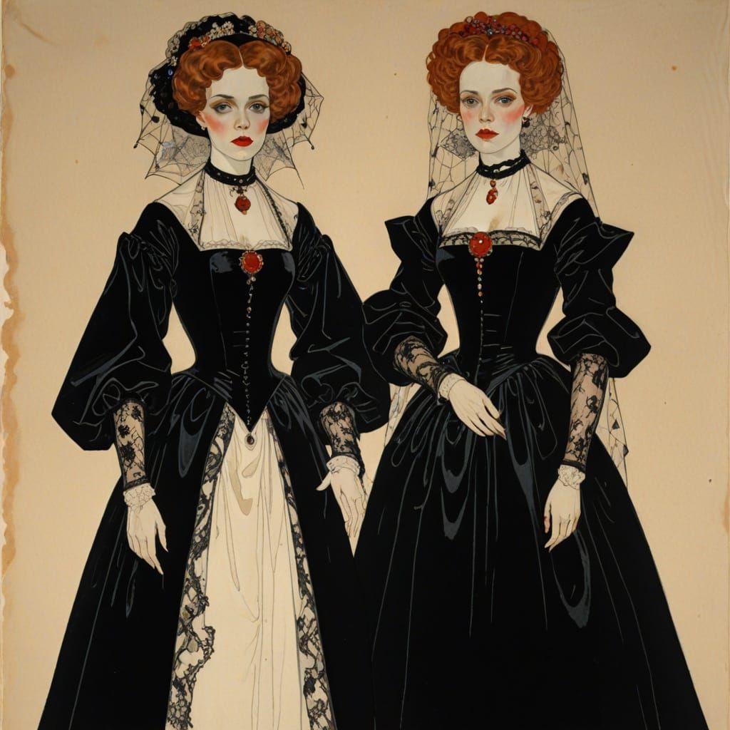 Beautiful Vampire in Glass Dress by Somov and Schiele Style