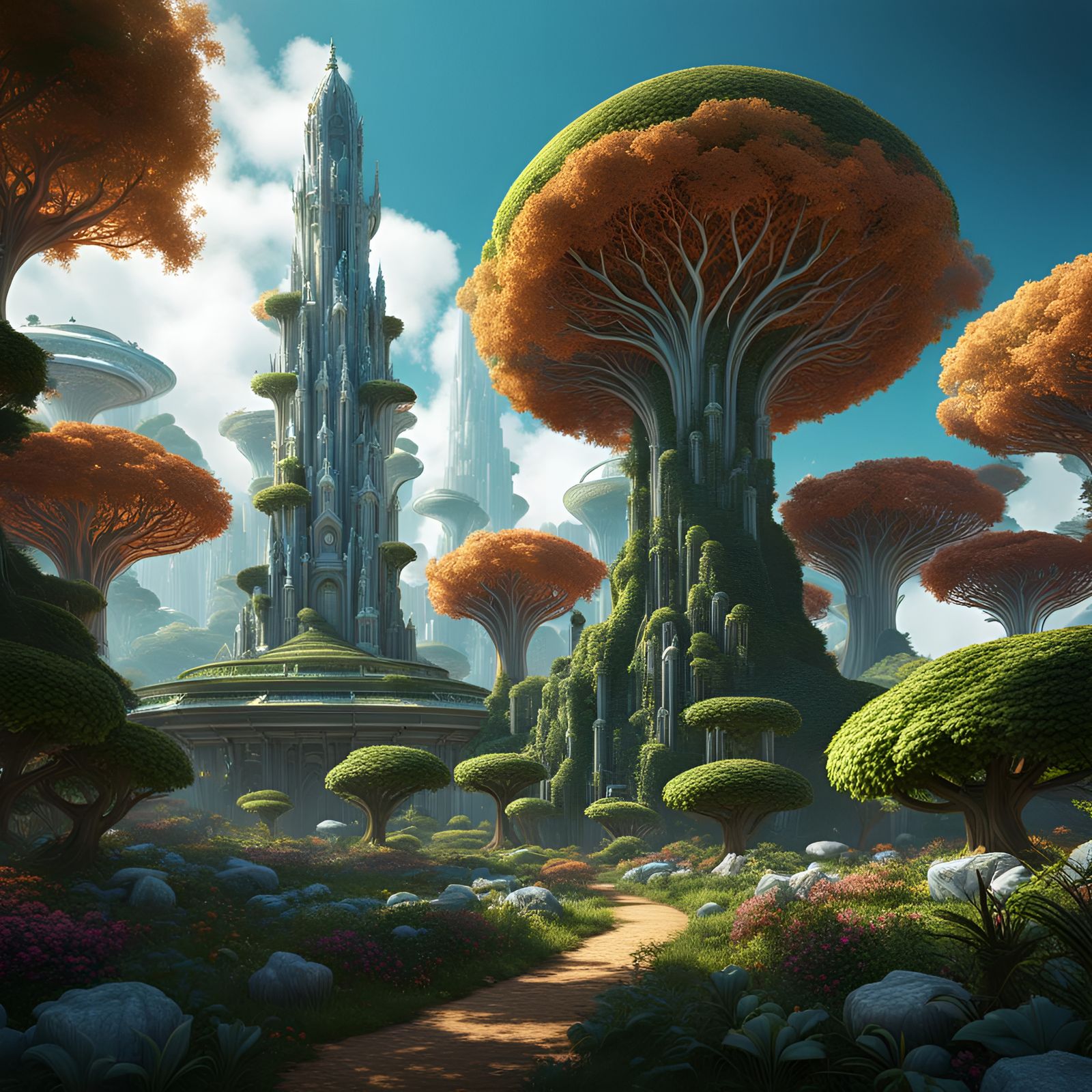 Botanical Skyscrapers in a Rococo Futuristic World