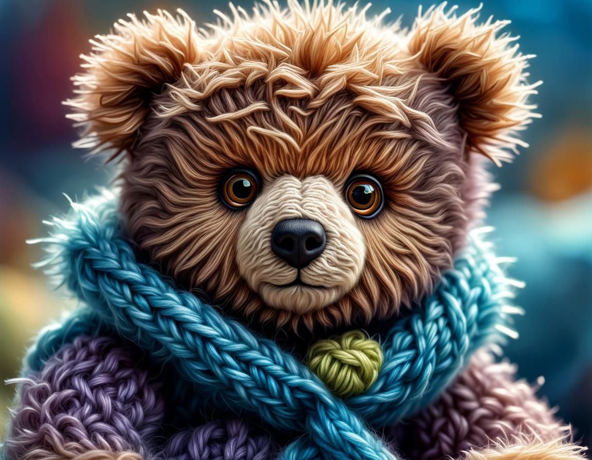 Cute Knitted Teddy Bear Fantasy Art