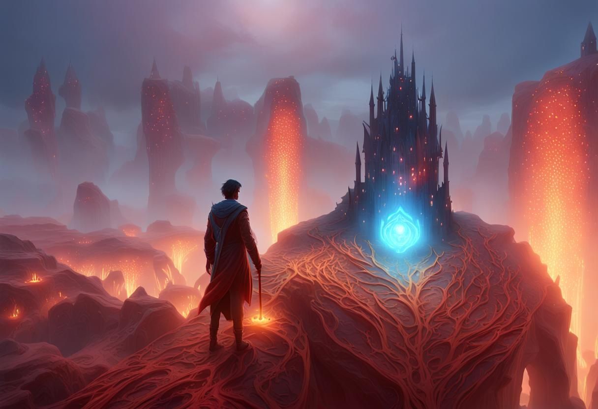 Ethereal Being on Misty Precipice: Fantasy Concept Art