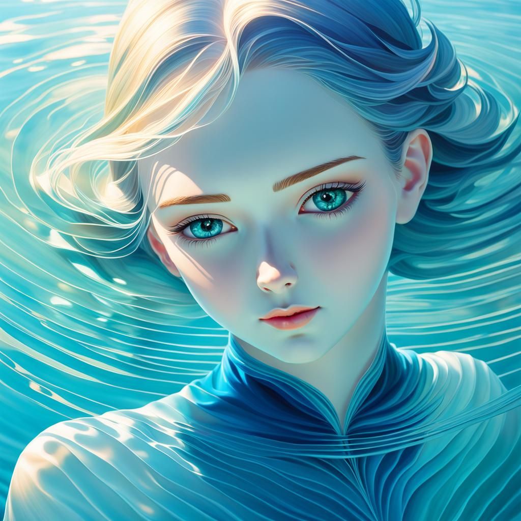 Surreal Macro Photo of Woman Touching Clear Water