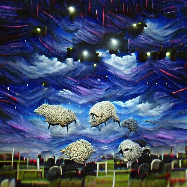 Counting Sheep in Night Sky: 3D Acrylic Art