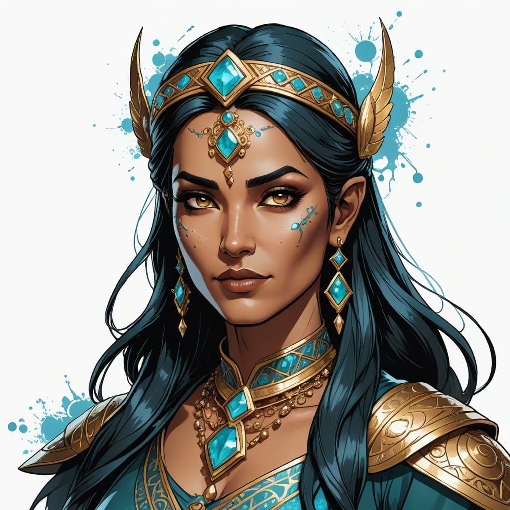 Fantasy Persian Oracle in Comic Book Style