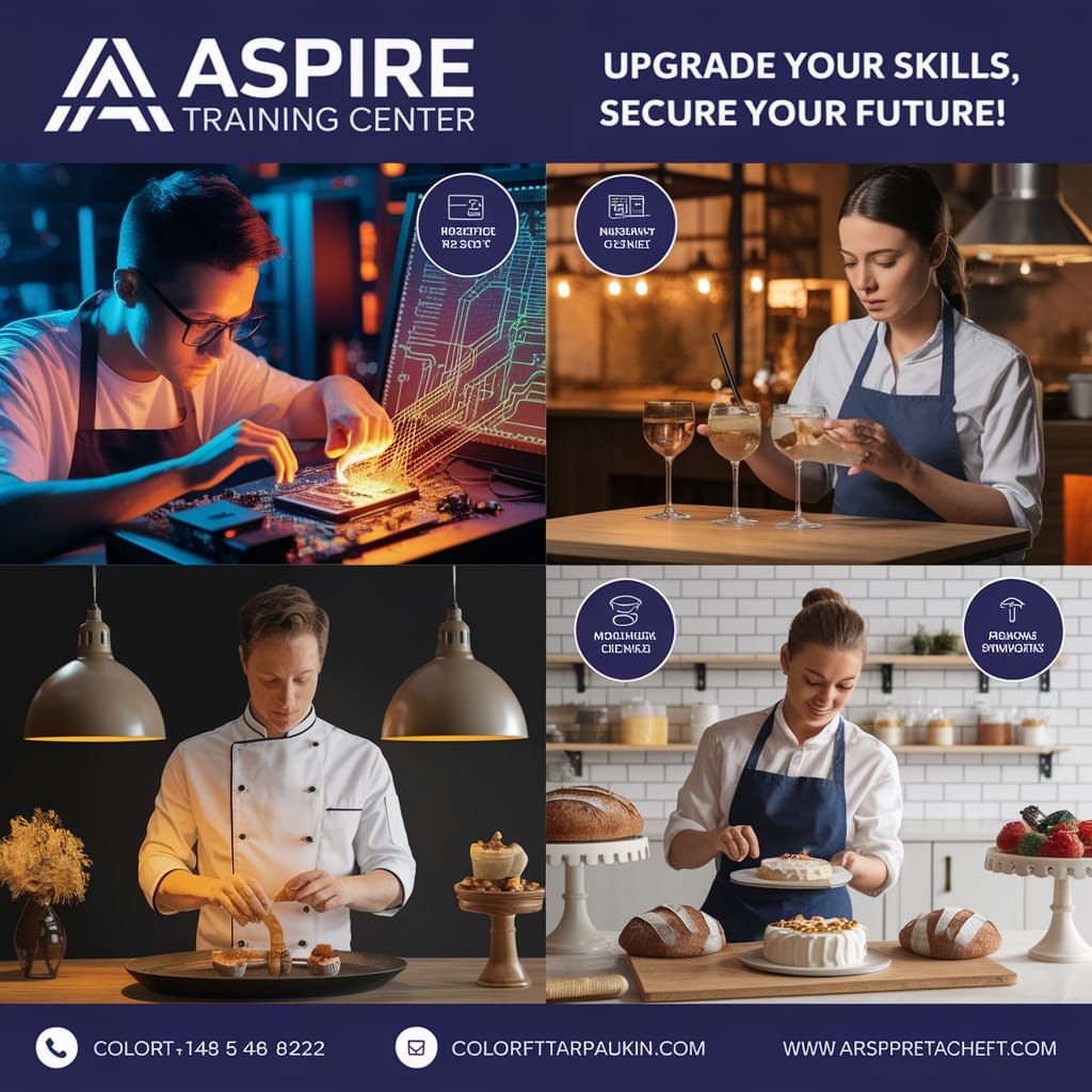 Aspire Training Center Logo and Certifications in a Modern L...