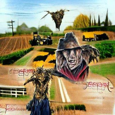 Eerie Scarecrow in a Dark Cornfield Illustration