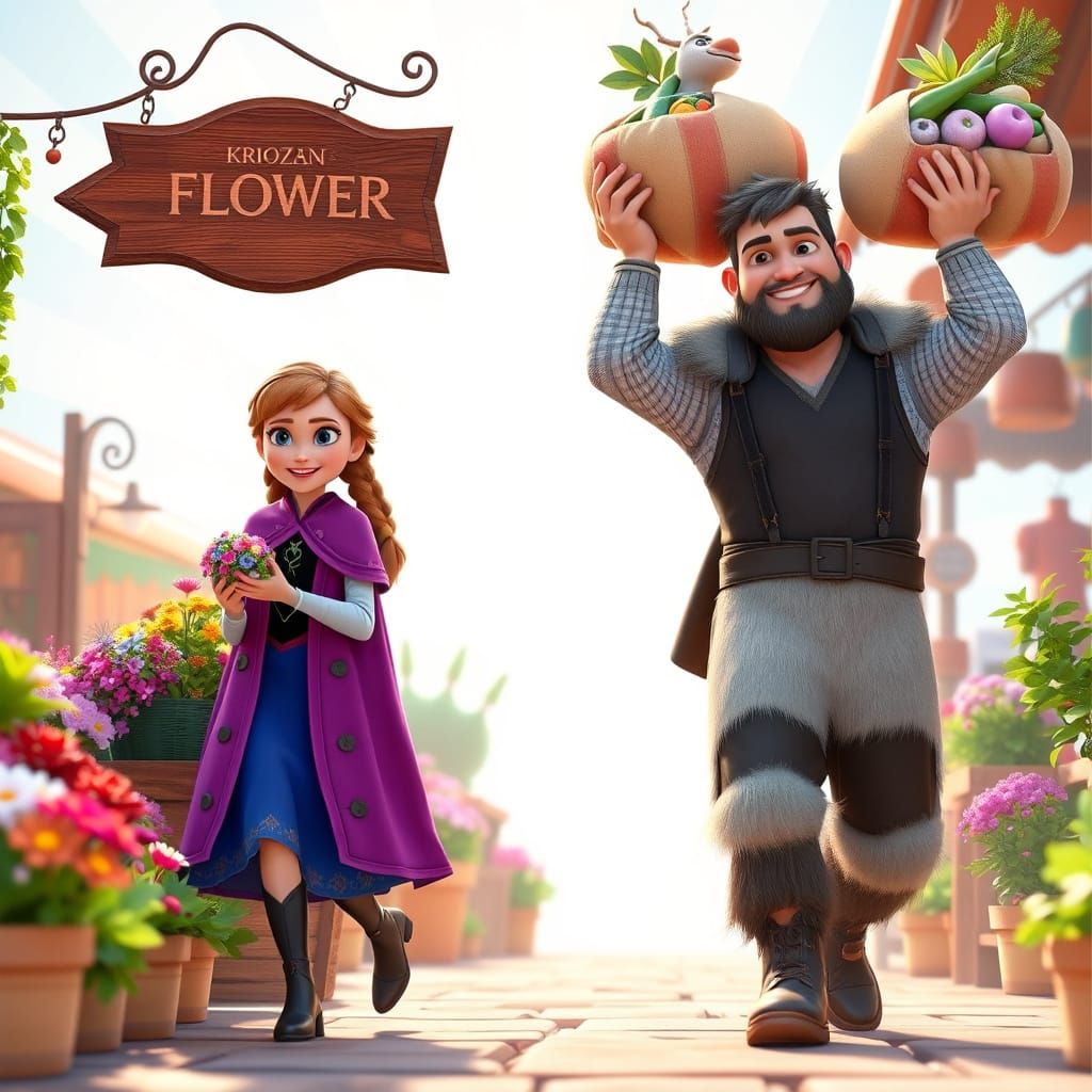 A Charming Valentine's Day Stroll in a Vibrant Market Scene