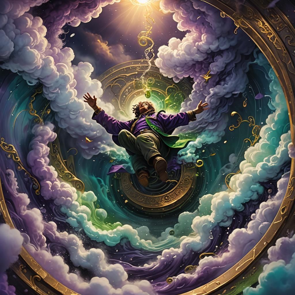 Whimsical Fantasy Art: Person Falling Down a Drain