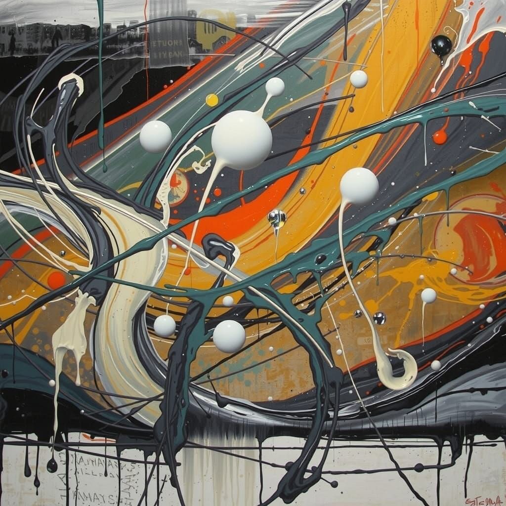 Dramatic Paint Drips Create Intricate Patterns in Abstract A...