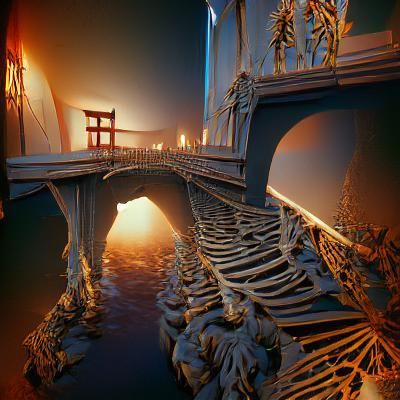Surreal Bridge to Afterlife: 3D Rendered Art