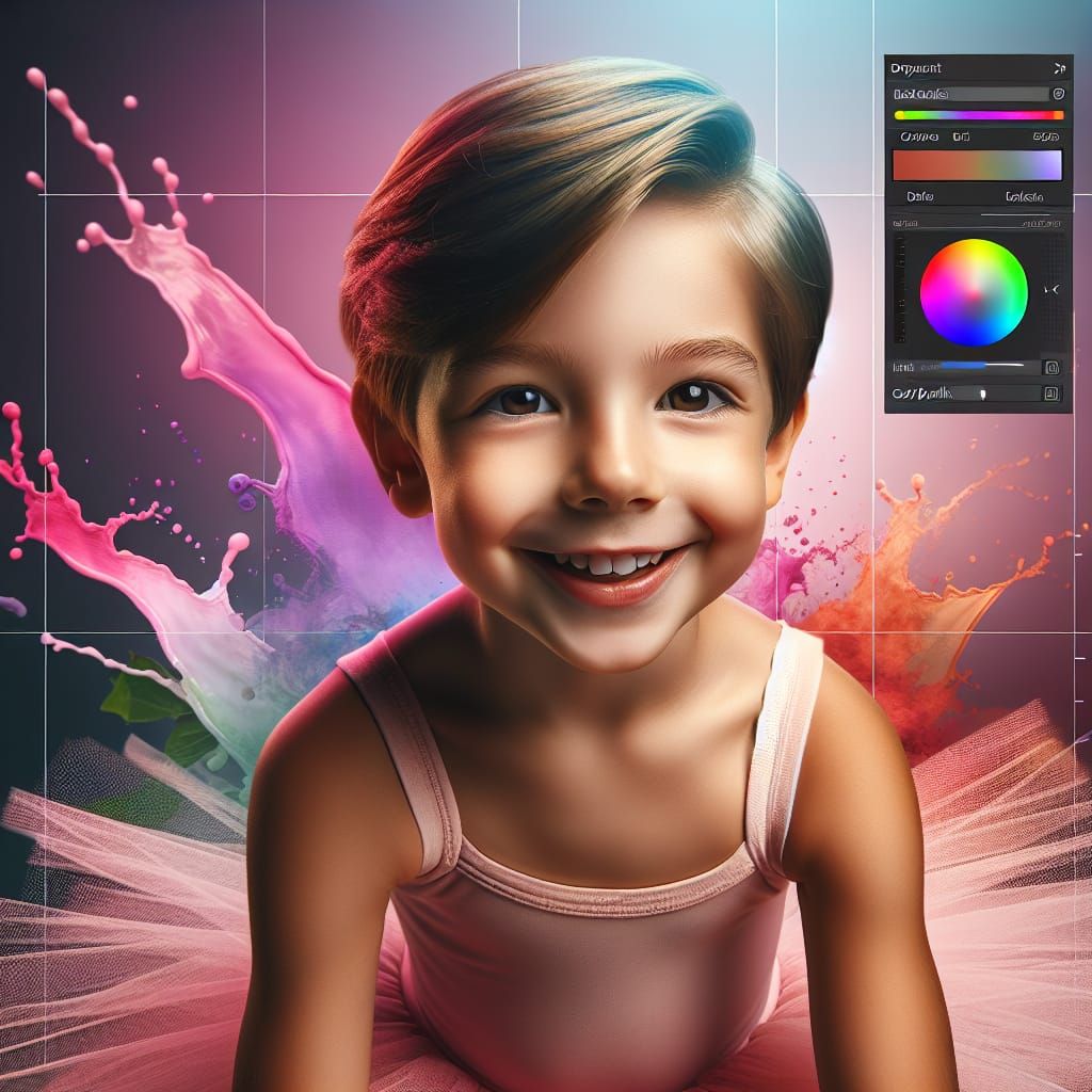 Ballerina Boy in Pink Tutu, Splash Art Background